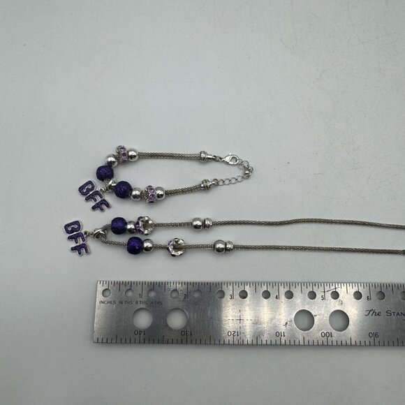 Best Friend Purple Charm Necklace & Bracelet Set Girls Gift - Picture 6 of 8